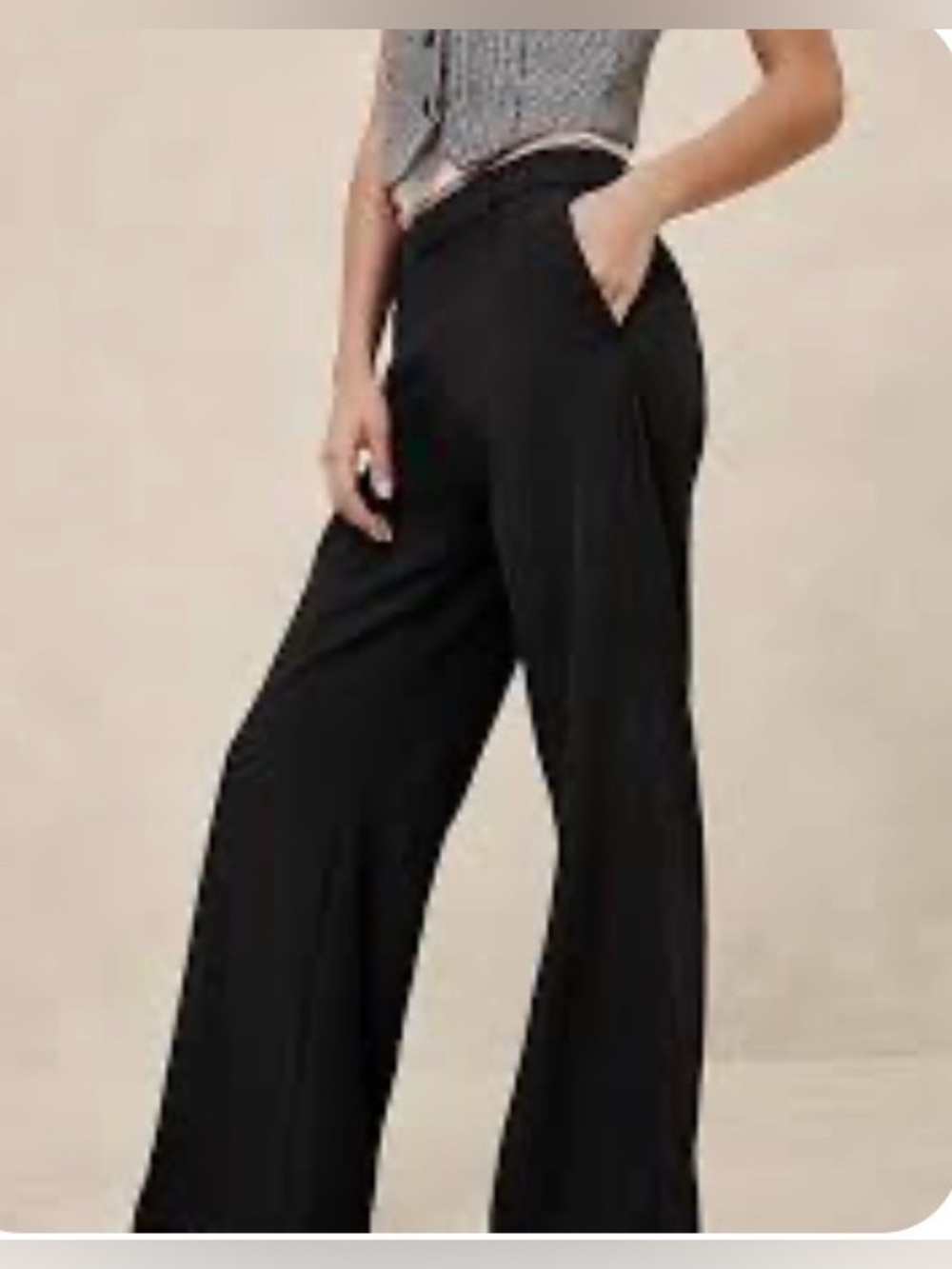 BANANA REPUBLIC BLACK WIDE-LEG SCULPTED TROUSER